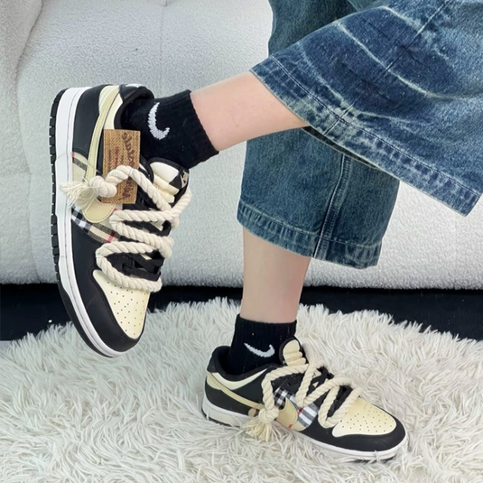 Wild Malt Distressed Plaid-Unisex Dunk Low Custom