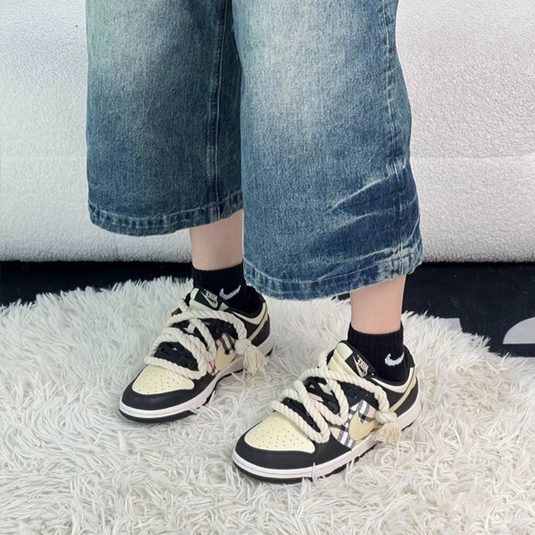 Wild Malt Distressed Plaid-Unisex Dunk Low Custom