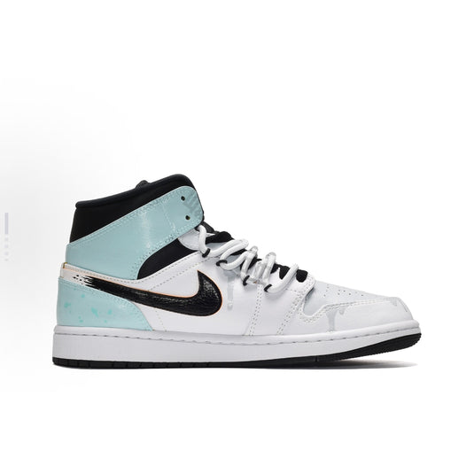 Liquid Metal Monochrome-Unisex Air Jordan 1 Mid Custom