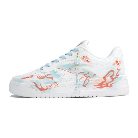 Blazing Azure Bloom -Unisex Skateboarding Low-Top Custom Shoes