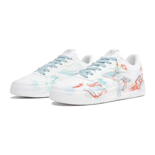 Blazing Azure Bloom -Unisex Skateboarding Low-Top Custom Shoes