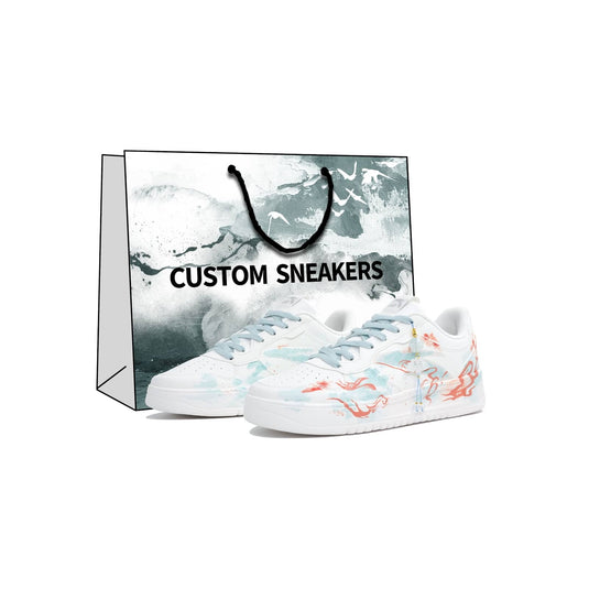 Blazing Azure Bloom -Unisex Skateboarding Low-Top Custom Shoes