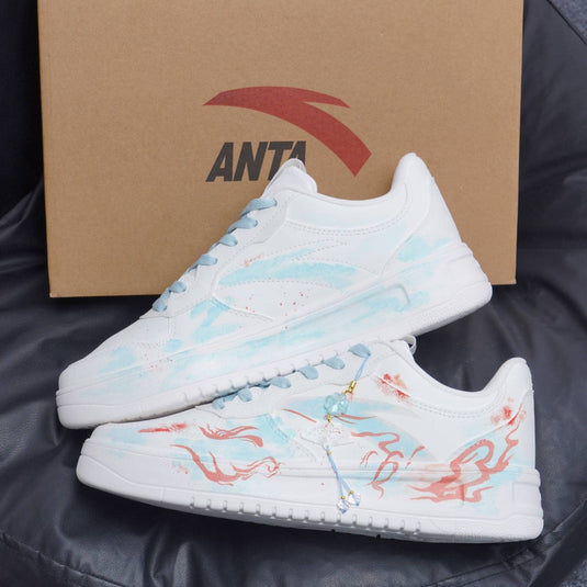 Blazing Azure Bloom -Unisex Skateboarding Low-Top Custom Shoes