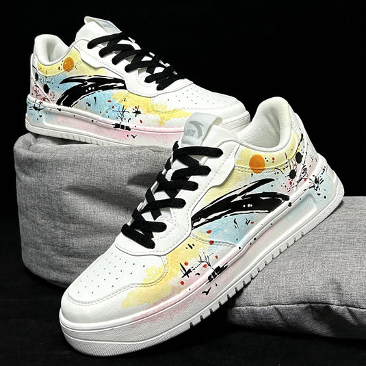 Abstract Dusk – Unisex Skateboarding Low-Top Custom Shoes