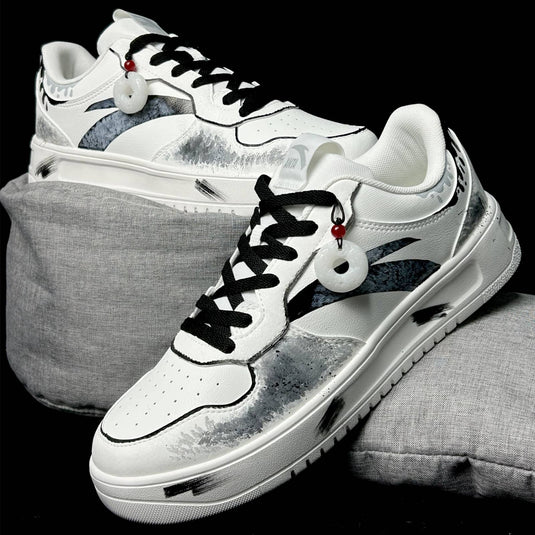 Ink Mist –Unisex Skateboarding Low-Top Custom Shoes