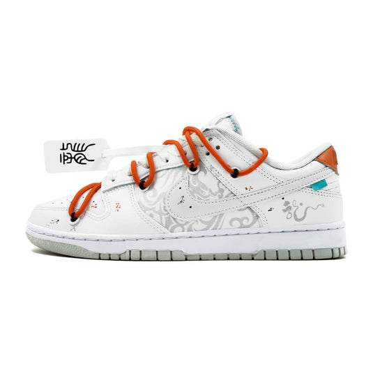 Orange Chinese Character Loong and Loong Pattern-Unisex Dunk Low Custom