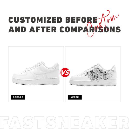 Loong and Flower 1-Unisex Air Force 1 Low Custom