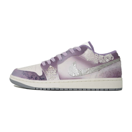 Purple with Silver Pattern-Women's Air Jordan 1 Low Custom