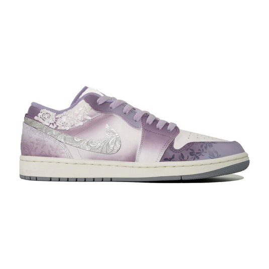 Purple with Silver Pattern-Women's Air Jordan 1 Low Custom