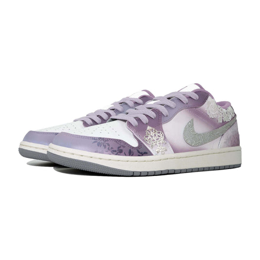 Purple with Silver Pattern-Women's Air Jordan 1 Low Custom