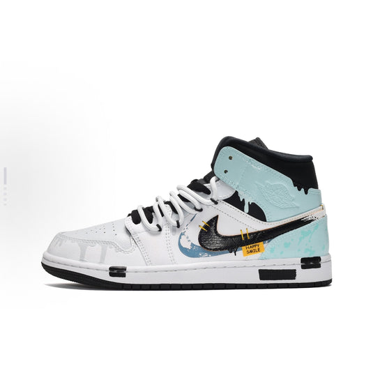 Liquid Metal Monochrome-Unisex Air Jordan 1 Mid Custom
