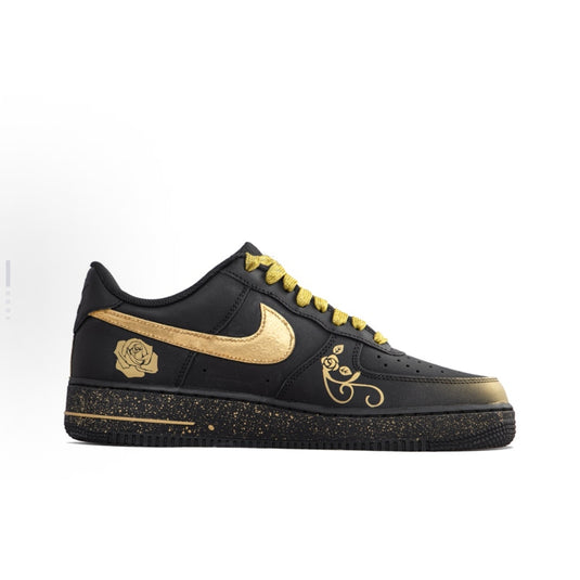 Black & Gold Rose Motif-Unisex Air Force 1 Low Custom