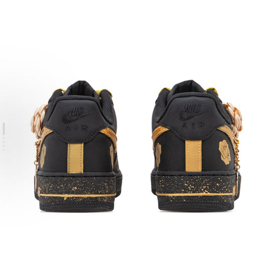 Black & Gold Rose Motif-Unisex Air Force 1 Low Custom