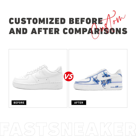 Blue and White Porcelain-Unisex Air Force 1 Low Custom